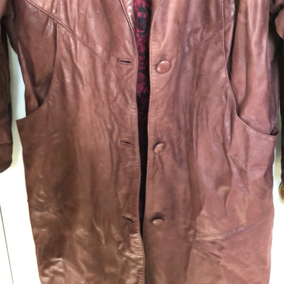 VTG Jacqueline Ferrar Genuine Leather Trench Coat size MP - Picture 6 of 16